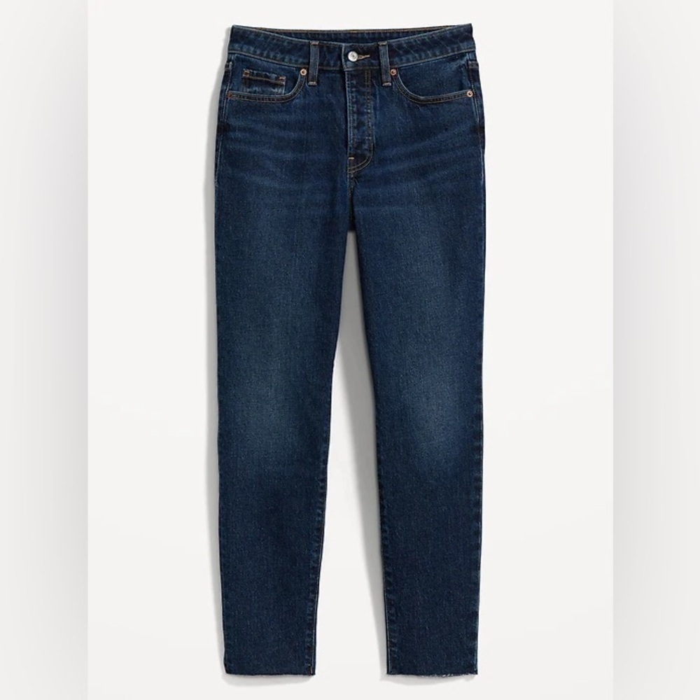 Old Navy Straight Leg Mid Rise Dark Rinse Denim Jeans Size 4 Regular